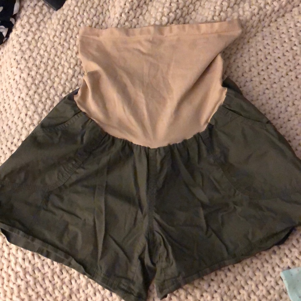 Green maternity shorts